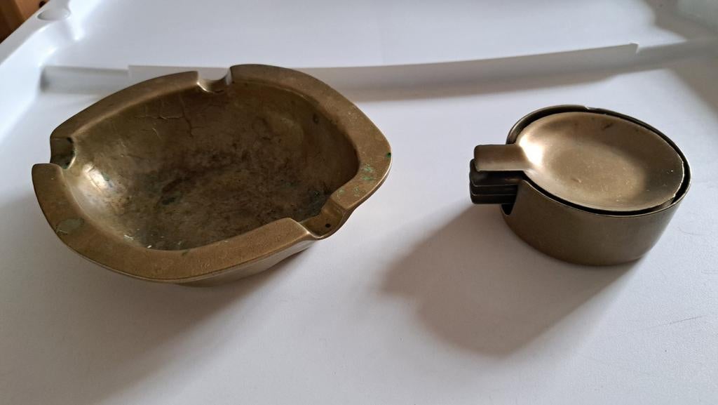 koperen /bronze asbakken (zwaar, Antiek en Kunst, Ophalen of Verzenden
