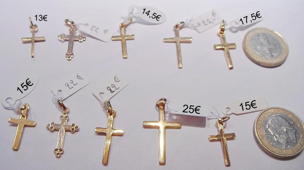 Pendentifs croix (latine, de vie ou du Sud) plaqués or NEUFS, Overige materialen, Nieuw, Ophalen of Verzenden, Kruis of Symbool