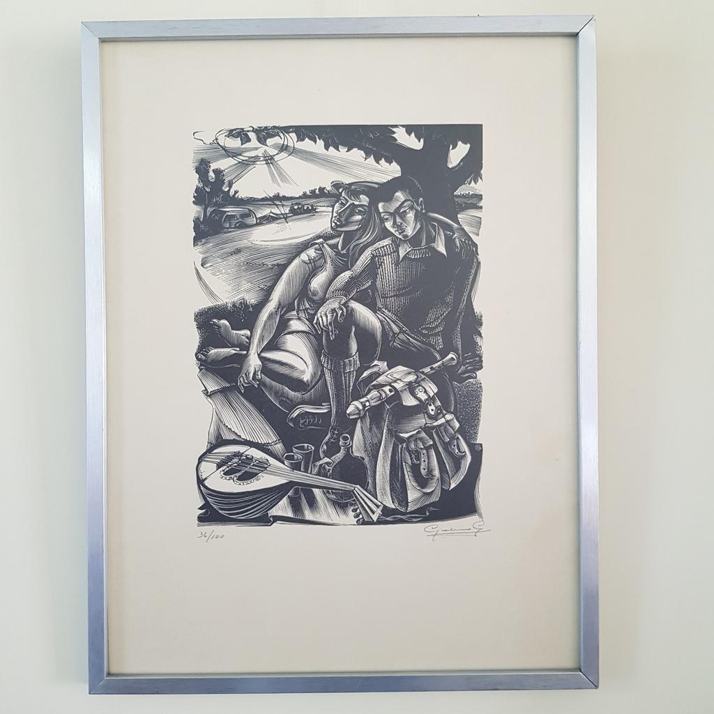 Houtsnede - Gerard Gaudaen (1927-2003), Enlèvement ou Envoi