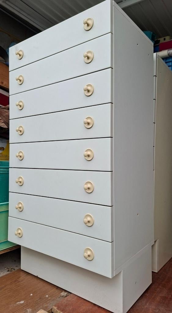 vintage Interlübke dressoirs met 8 laden, Ophalen, Kunststof, Gebruikt, 5 laden of meer