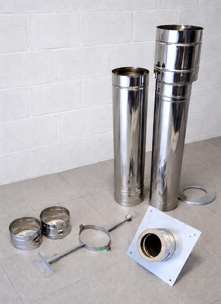 Dubbelwandige rookkanalen, Inox, Ophalen of Verzenden, Zo goed als nieuw, Minder dan 2 meter