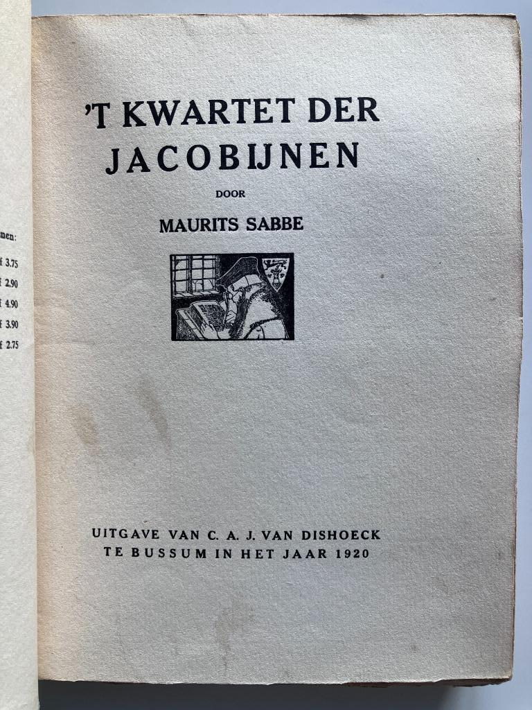 't Kwartet der Jacobijnen - Maurits Sabbe (1920), Ophalen of Verzenden