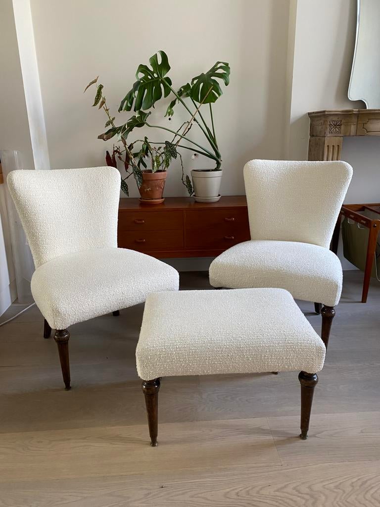 Vintage cocktailzetels met voetenbank midcentury scandi, Antiek en Kunst, Ophalen