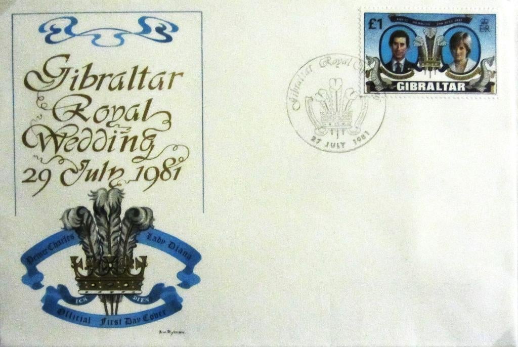 HUWELIJK PRINS CHARLES MET LADY DIANA- GIBRALTAR, Ophalen of Verzenden, Gestempeld, Koningshuis