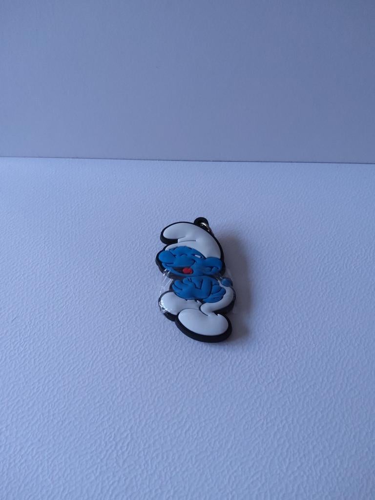 Sleutelhanger met lachende smurf, Verzamelen, Smurfen, Ophalen of Verzenden, Zo goed als nieuw