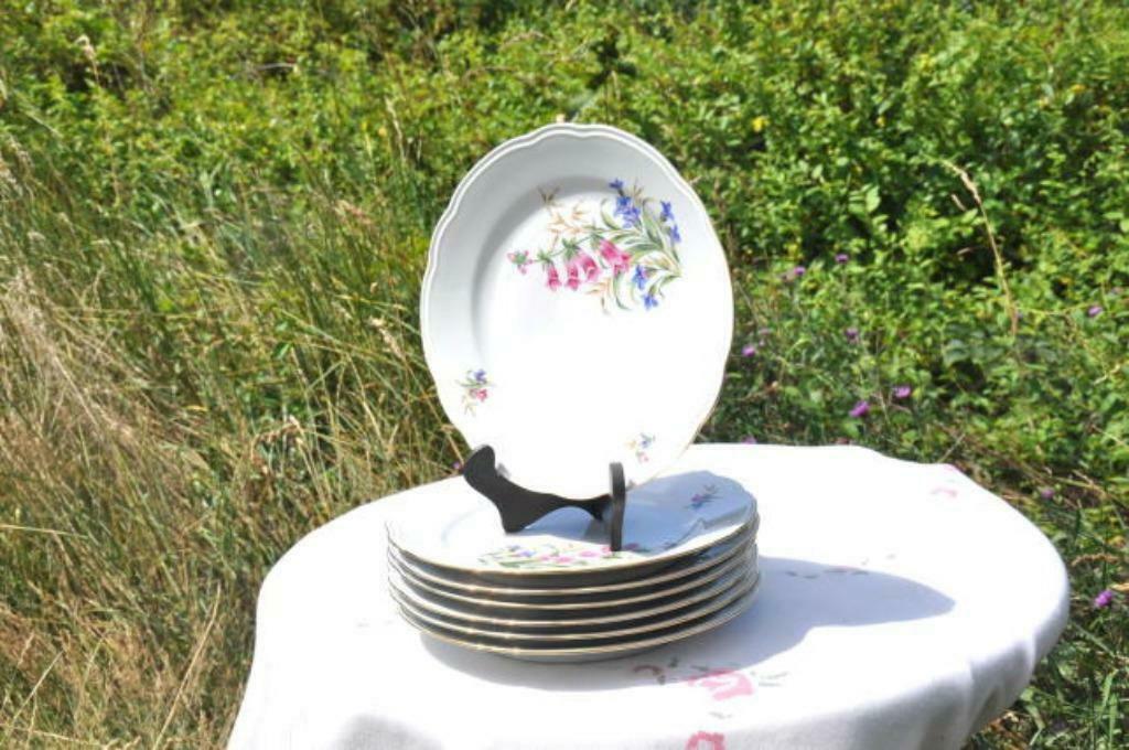 § 7 assiettes plates fleur clochette kahla, Assiettes(s), Enlèvement ou Envoi, Utilisé, Autres styles