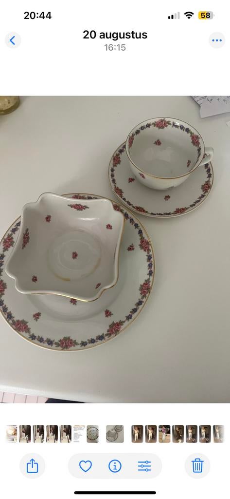 Vaisselle en porcelaine blanche à décor de fleurs, Enlèvement