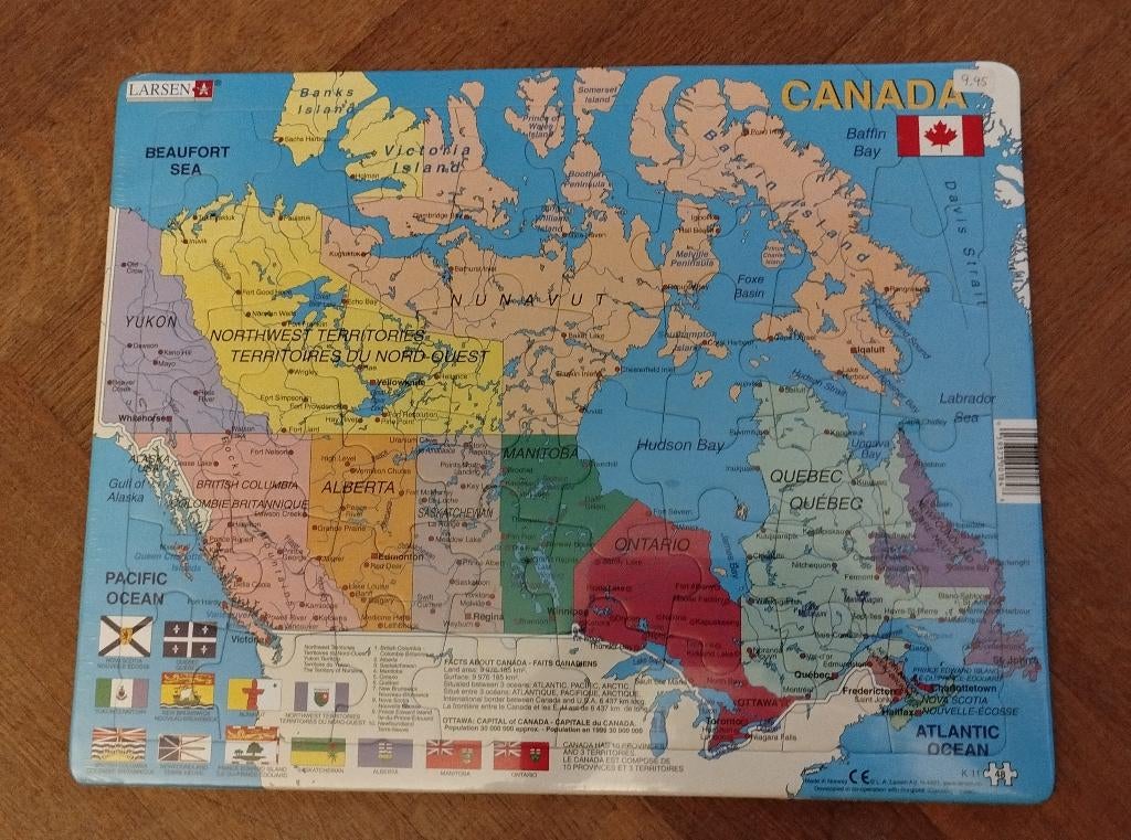 NEW Puzzle carte géographique du Canada, Enlèvement ou Envoi, Moins de 500 pièces, Neuf, Puzzle