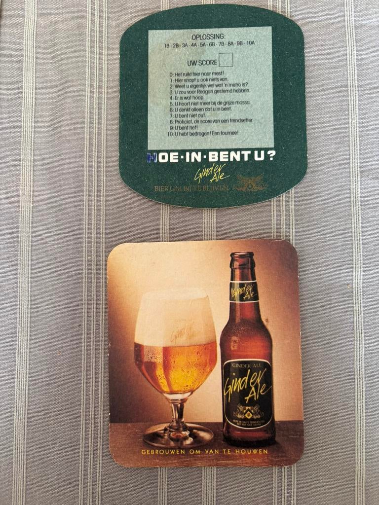 Oude bierviltje ginder ale, Ophalen of Verzenden, Gebruikt, Viltje(s)