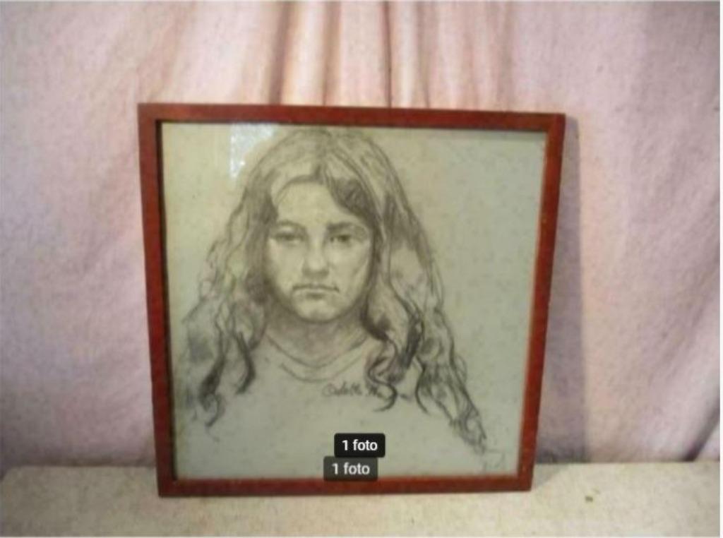 Mooie Tekening 'Droevig Meisje met Lange Haren' - Hellebuyck, Antiek en Kunst, Ophalen of Verzenden