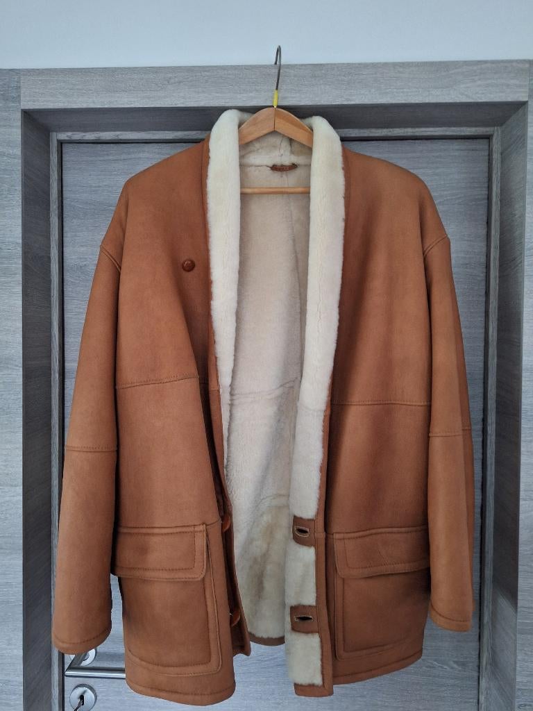 Lams lederen mannenjas merk C&P maat 54 gevoerd met wol, Kleding | Dames, Beige, Maat 46/48 (XL) of groter, Gedragen, Ophalen