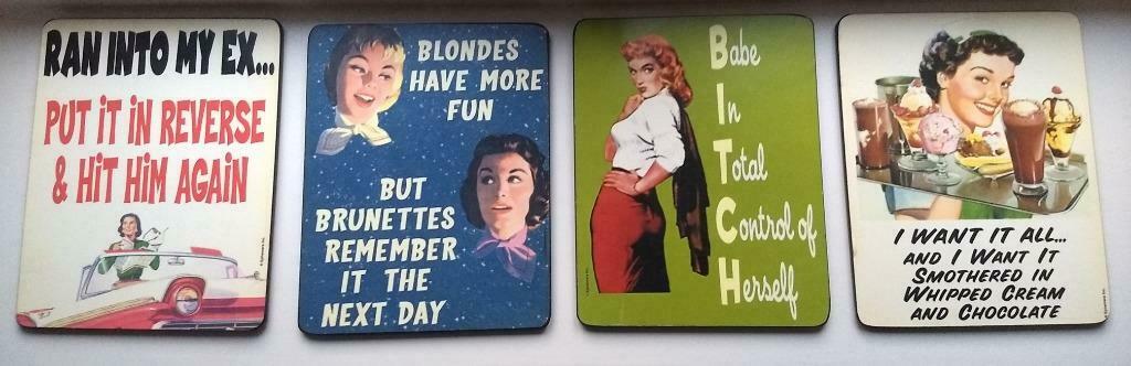 Sous-verres Girlpower vintage/rétro, Enlèvement ou Envoi, Utilisé, Autres matériaux, Autres types