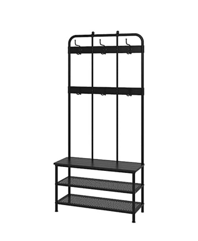 Porte-manteau noir Ikea Pinnig avec étagère à chaussures, Enlèvement, Utilisé
