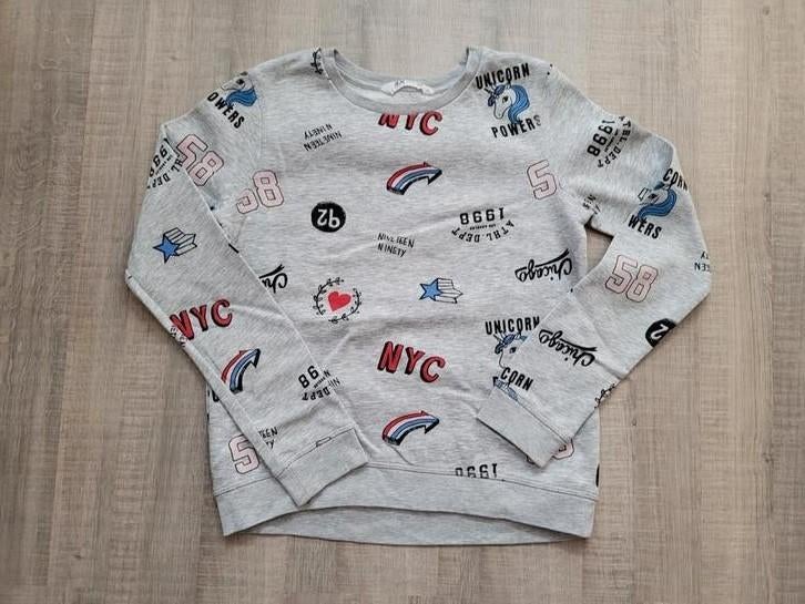 Trui / sweater grijs H&M maat 146 / 152, Meisje, Trui of Vest, Ophalen of Verzenden, Zo goed als nieuw