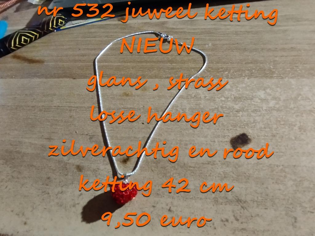 532. juweel ketting , NIEUW ,  verzending inbegrepen, Handtassen en Accessoires, Kettingen, Nieuw, Overige materialen, Rood, Met hanger
