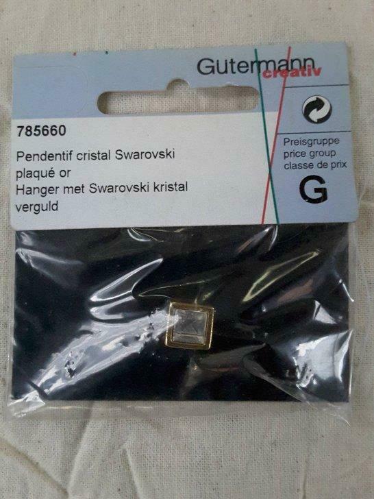 bijoux Pendentif cristal Swarovski Plaqué or carré G.785660, Handtassen en Accessoires, Bedels, Nieuw, Goud, Ophalen of Verzenden