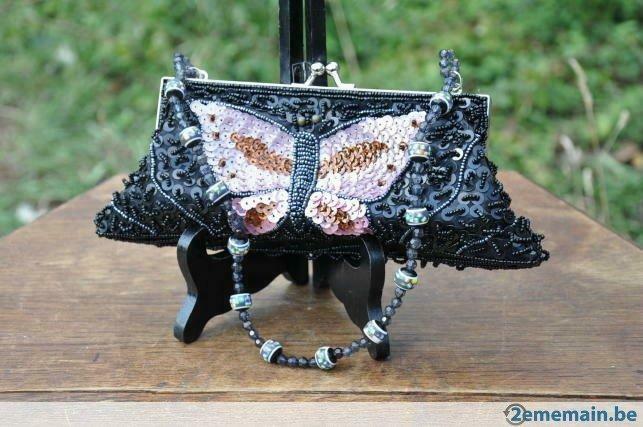pochette de cerémonie avec paillette noir papillon neuve, Enlèvement ou Envoi, Neuf