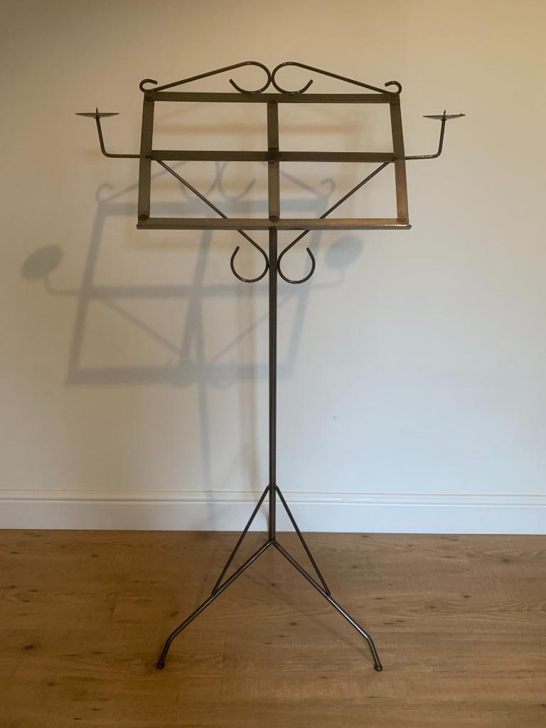 bladmuziek standaard brons met kandelaars, Musique & Instruments, Pieds, Enlèvement, Comme neuf, Pied, Guitare