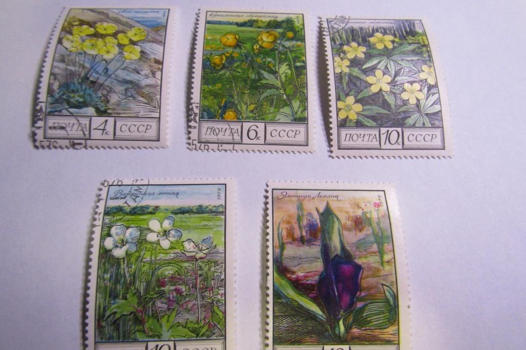 1975, bloemen, postzegels USSR, Ophalen of Verzenden