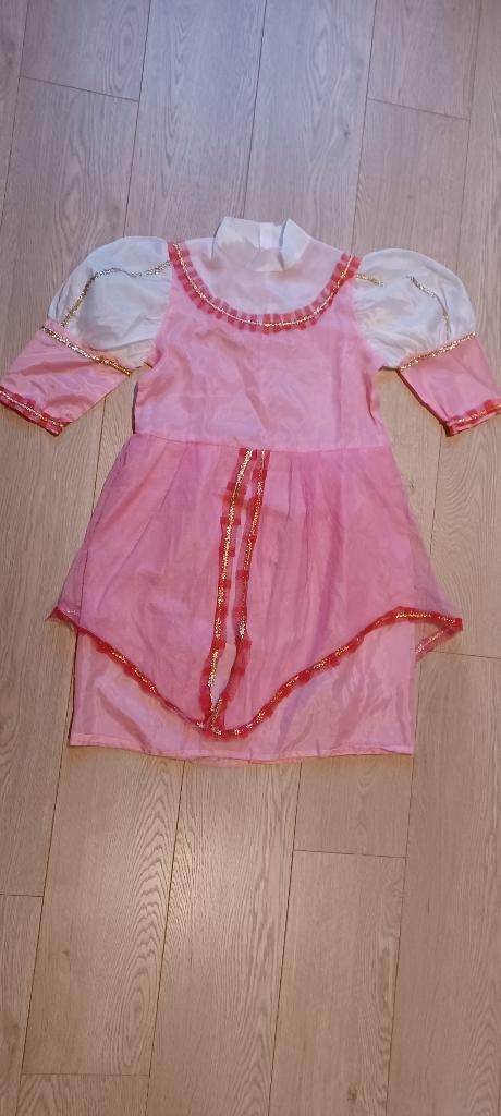 Roze prinsessenjurk met tule en gouden randjes - Maat 110, Ophalen of Verzenden, Zo goed als nieuw, 110 t/m 116, Meisje