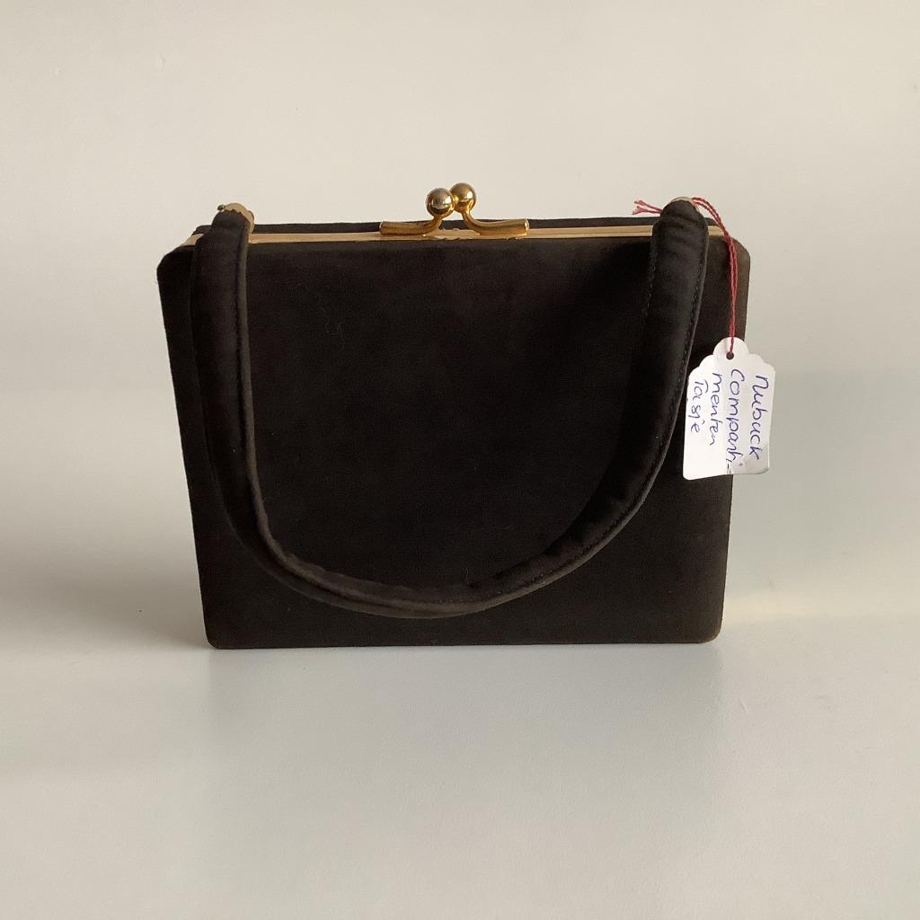 vintage suède minaudière soiréetasje met compartimentjes, Ophalen of Verzenden, Gebruikt, Zwart, Avondtasje