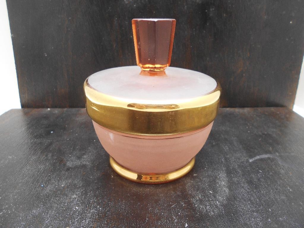 bel ancien poudrier en verre Art deco Tchecoslovaquia, Antiquités & Art, Enlèvement ou Envoi