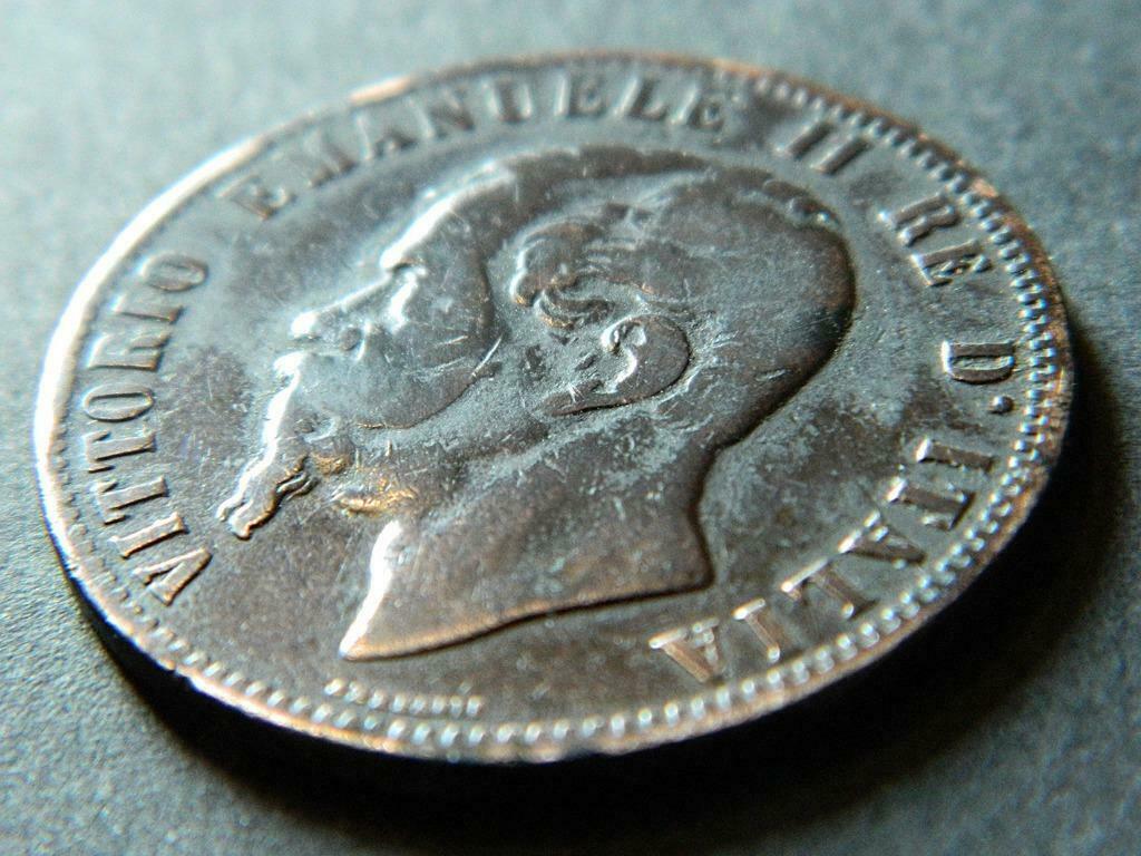 Vittorio Emanuele ( 2 munten ) 1866 - 1867 Italië, Postzegels en Munten, Verzenden, Italië, 10 cent, Losse munt