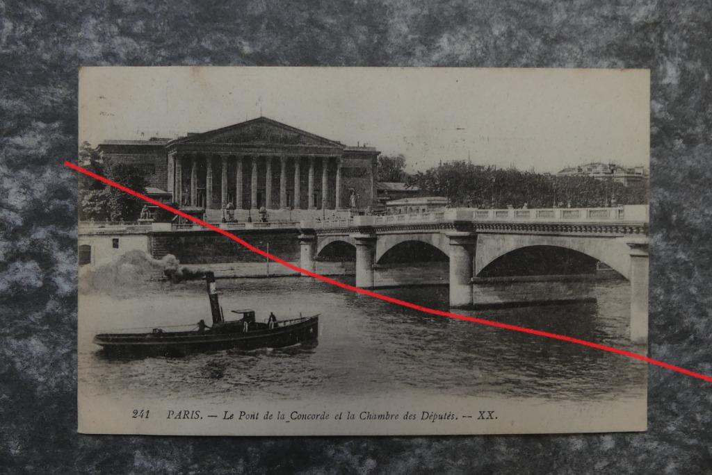 Postkaart 24/10/1919 Parijs Le pont de la Concorde Frankrijk, Ophalen of Verzenden, Voor 1920, Gelopen, Frankrijk
