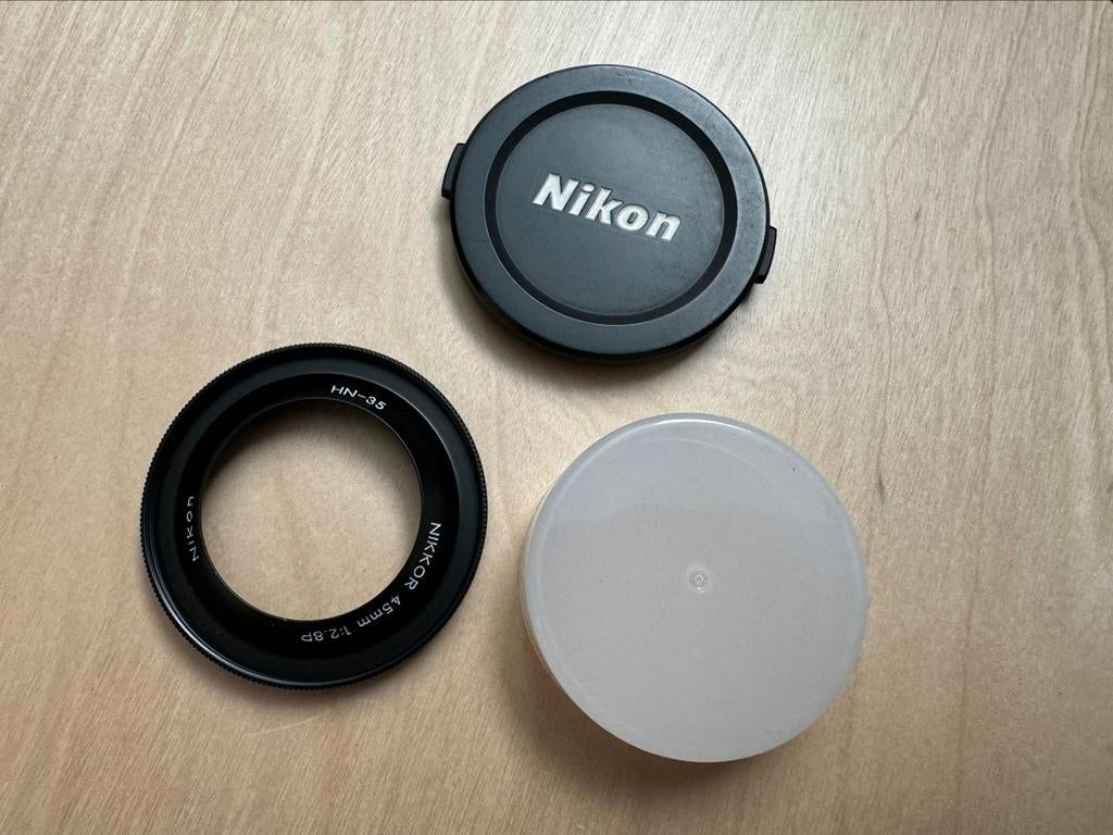 Nikon Nikkor 45mm 2.8 P Lens Hood Cap Zonnekap 45 FM3A F2, TV, Hi-fi & Vidéo, Enlèvement ou Envoi, Comme neuf, Filtre UV