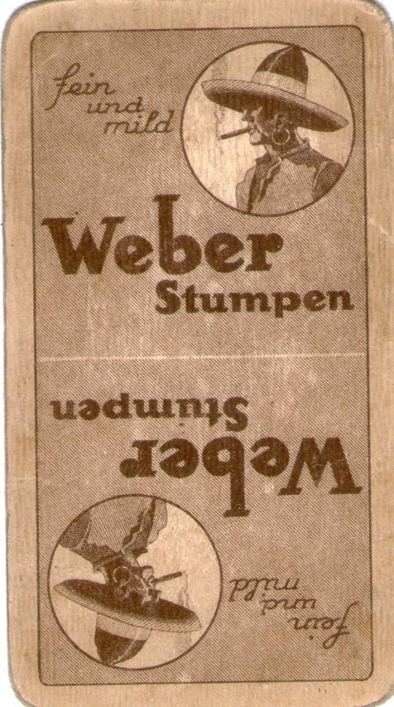 tabak speelkaart WEBER, Verzenden, Zo goed als nieuw, Speelkaart(en)