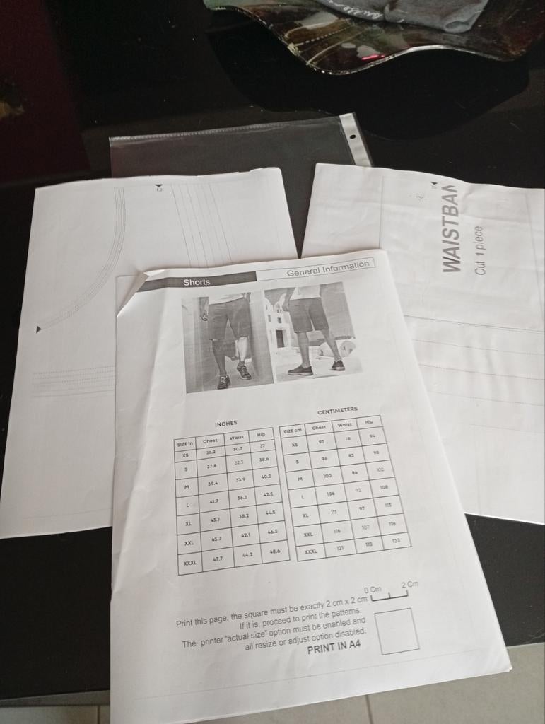 Patron de couture short homme, Enlèvement ou Envoi, Homme
