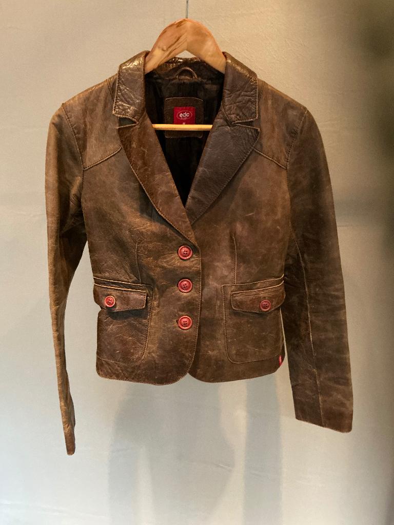 leuk bruin leren jasje - EDC (Esprit) maat S, Bruin, Ophalen of Verzenden, EDC by Esprit, Maat 36 (S)