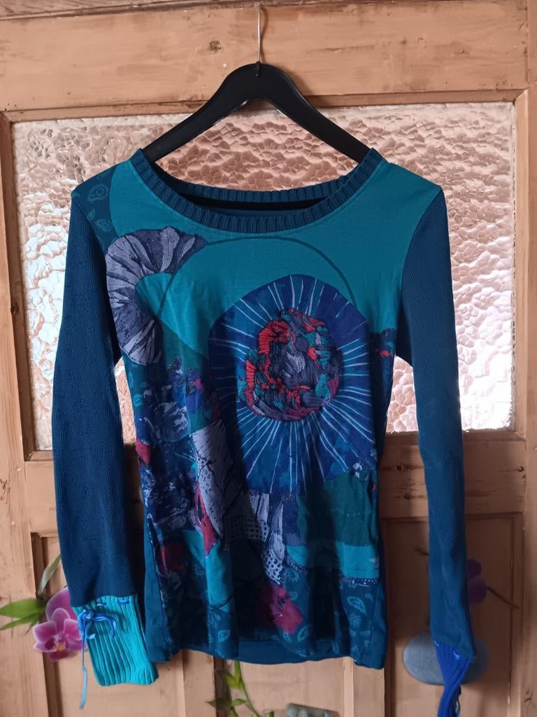 Pull bleu Desigual, Enlèvement ou Envoi, Comme neuf, Taille 34 (XS) ou plus petite, Desigual
