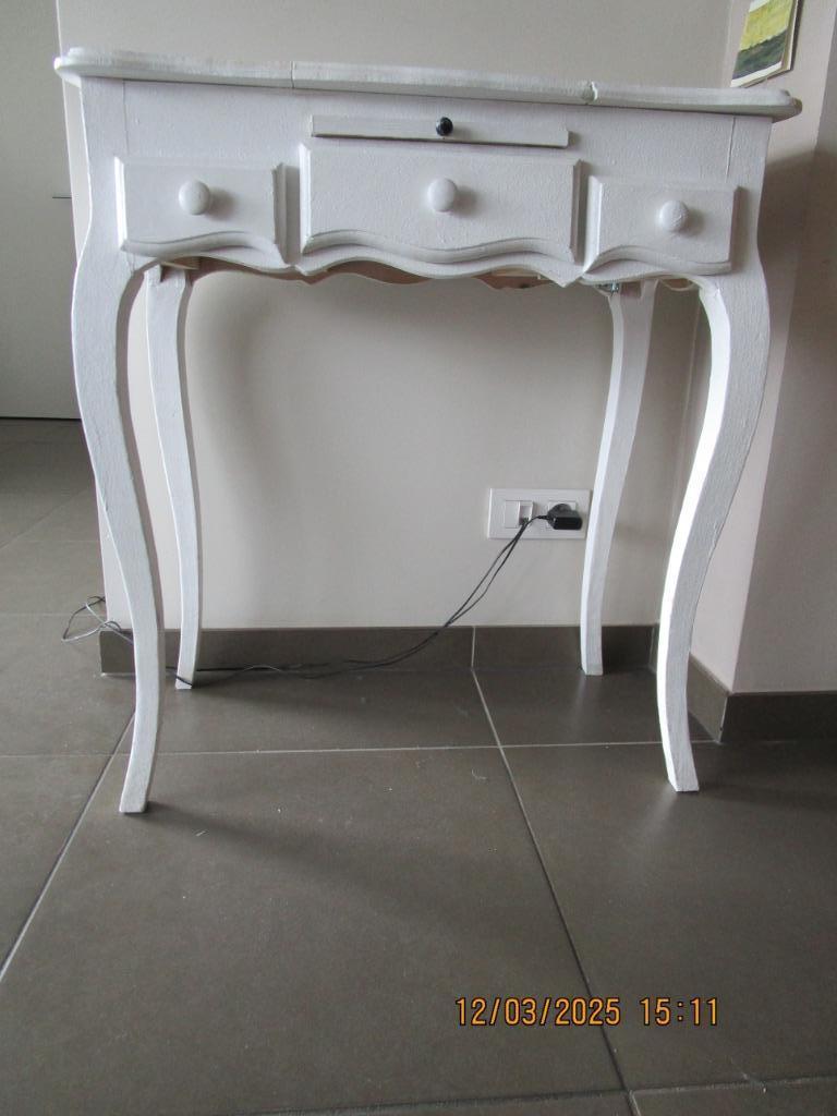 TABLE DE BOUDOIR - COIFFEUSE - BOIS - BLANC, Enlèvement, Utilisé