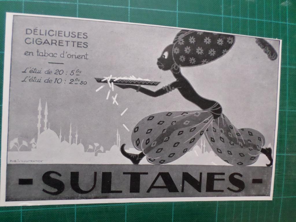 Sultanes cigarettes - publicité papier - 1928, Collections, Enlèvement ou Envoi, Utilisé, Autres types