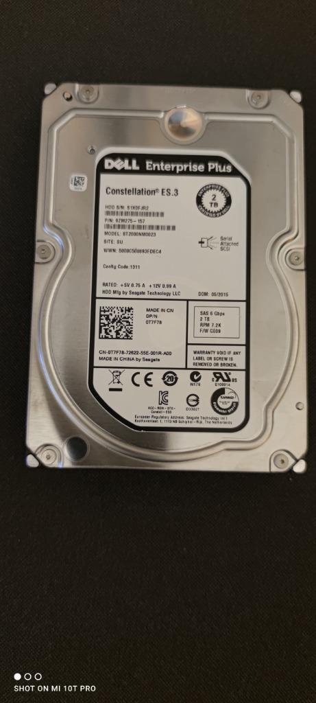 Dell Entreprise Plus  2TB SAS ( 0T7F78) / ES.3 ST2000NM0023, Gebruikt, SAS, Server, HDD