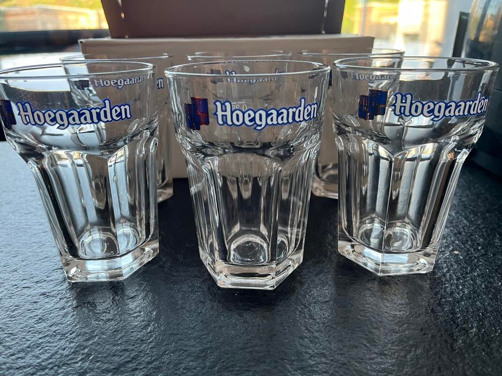 Hoegaarden glazen 6 nog in doos, Verzamelen, Ophalen, Zo goed als nieuw