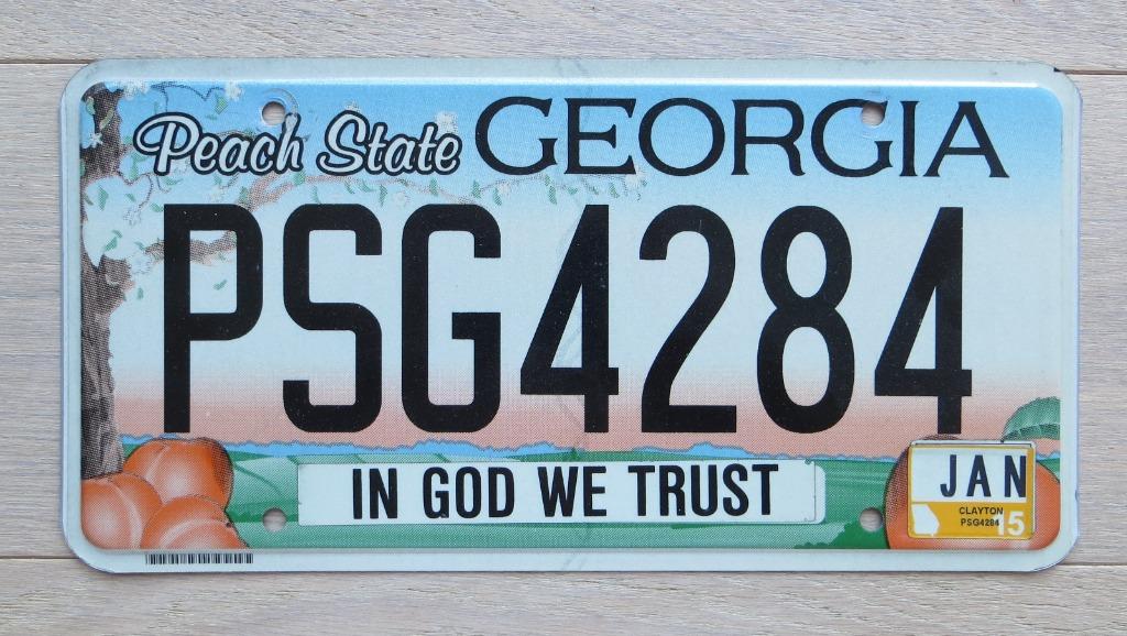 Plaque d'immatriculation Georgia USA 2015 - In God We Trust, Enlèvement ou Envoi, Utilisé, Voitures