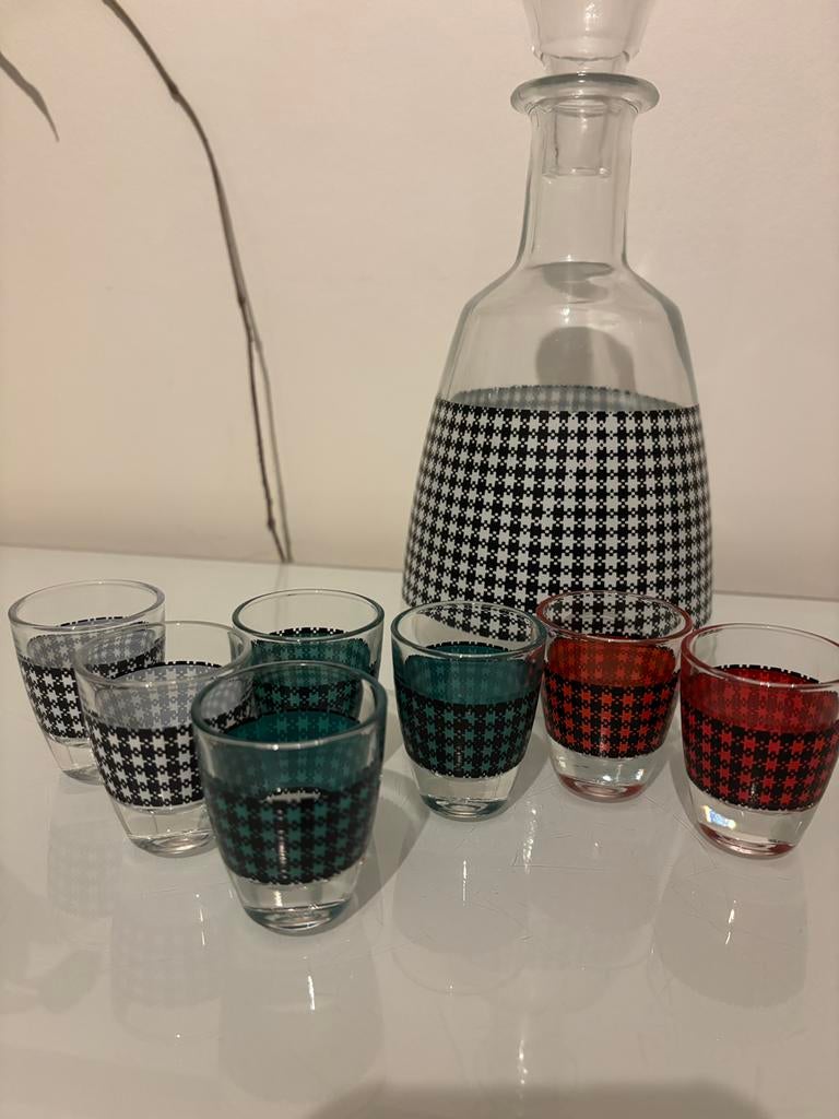 Luminarc vintage likeur set ‘60-‘70 - zeer goed., Antiek en Kunst, Ophalen of Verzenden