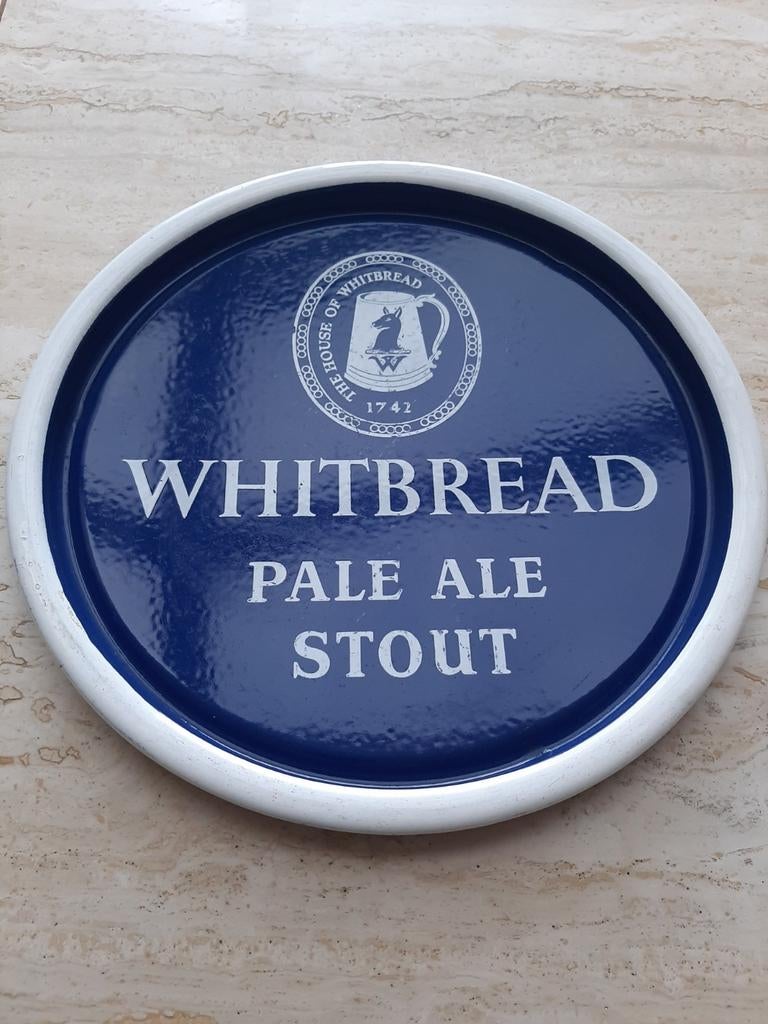 Ancien plateau WHITBREAD en émail lourd, Collections, Enlèvement ou Envoi