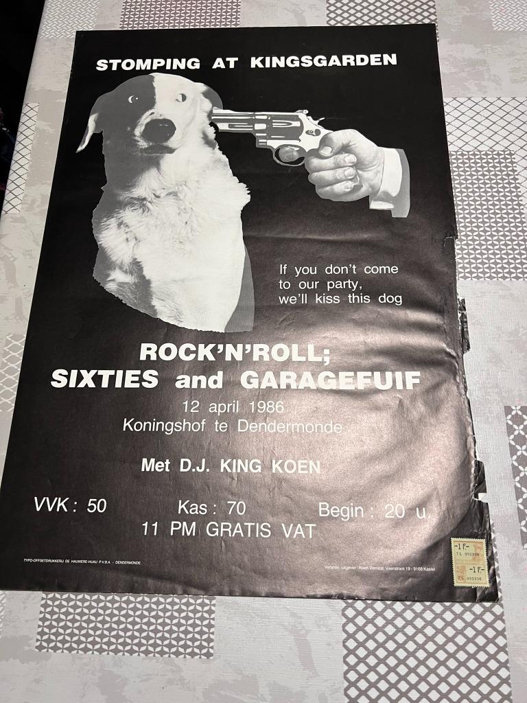 Affiche ancienne Stomping at Kingsgarden Rock 'n' roll ;, Enlèvement ou Envoi, Rectangulaire vertical, Musique, Utilisé