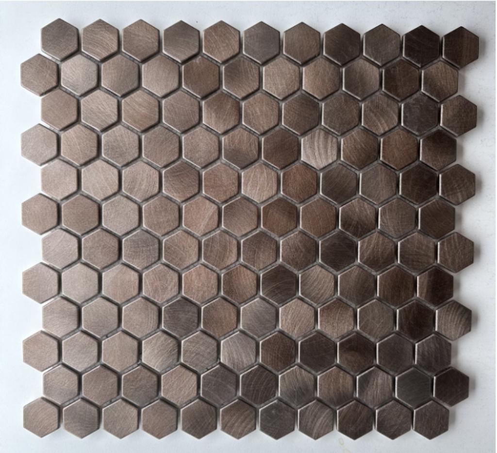 Mozaiëk Reflections Hexagon Brons 23mm op matje 300x300x8mm, 20 à 40 cm, Céramique, Enlèvement, 20 à 40 cm