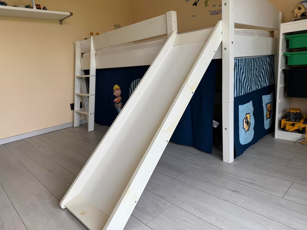 Lit mezzanine mi-haut évolutif: toboggan - échelle - matelas, Lit mi-hauteur mezzanine, Une personne, Enlèvement, Utilisé