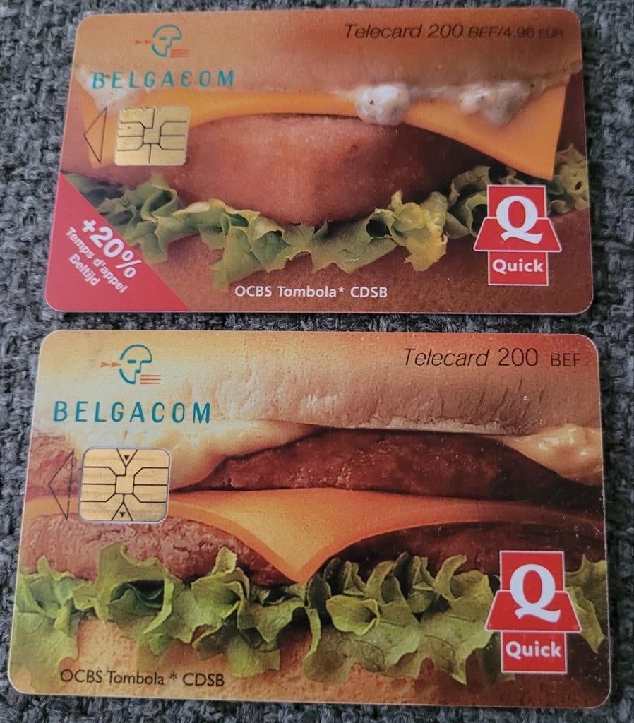 Quick hamburgerrestaurant: oude telefoonkaarten, Ophalen of Verzenden, Gebruikt, Overige typen