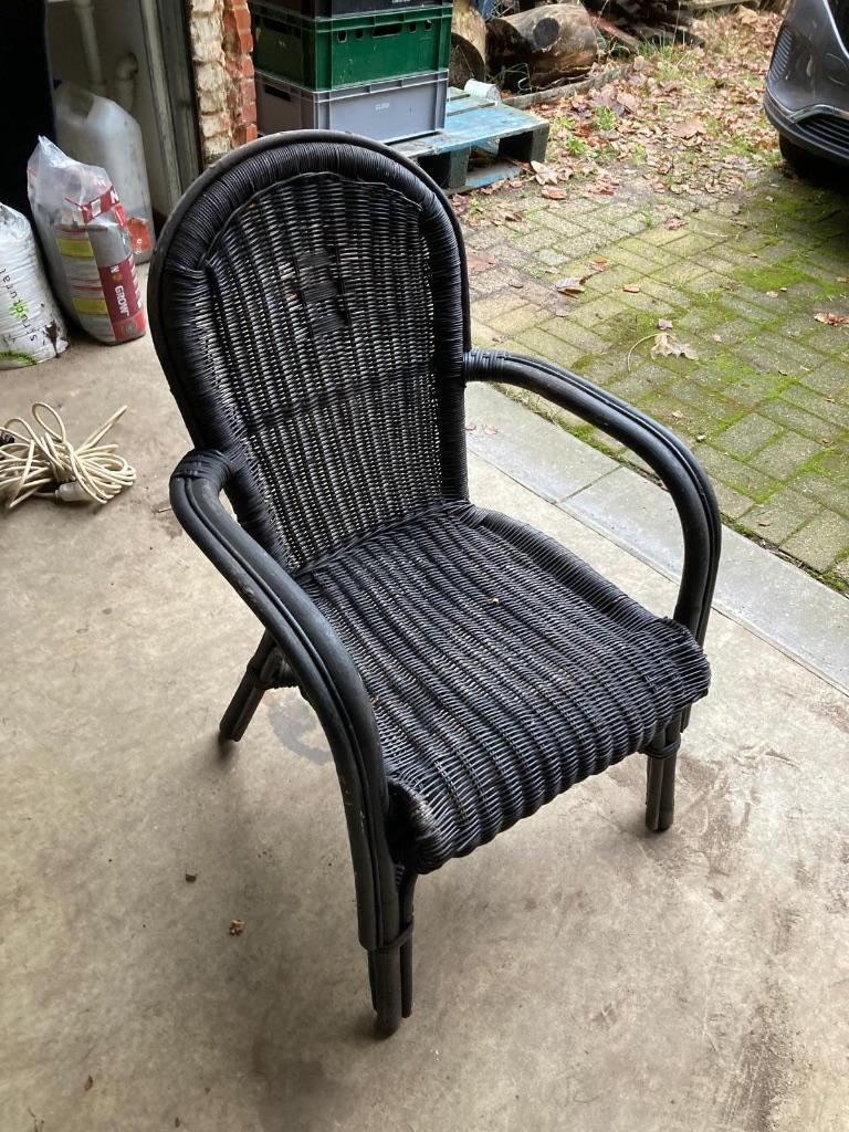 Zwarte rieten buitenstoelen 42 stuks, Maison & Meubles, Chaises, Riet, Osier ou Rotin, Enlèvement, Noir