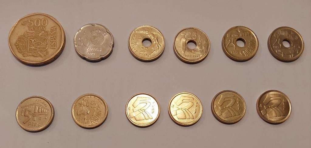 Spaanse pesetas (setje van 12 munten), Ophalen of Verzenden, Setje