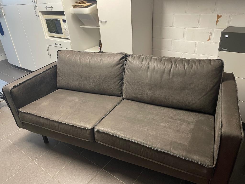 Zitbank 3p - taupe, Huis en Inrichting, Stoelen, Ophalen, Overige kleuren, Leer, Zo goed als nieuw