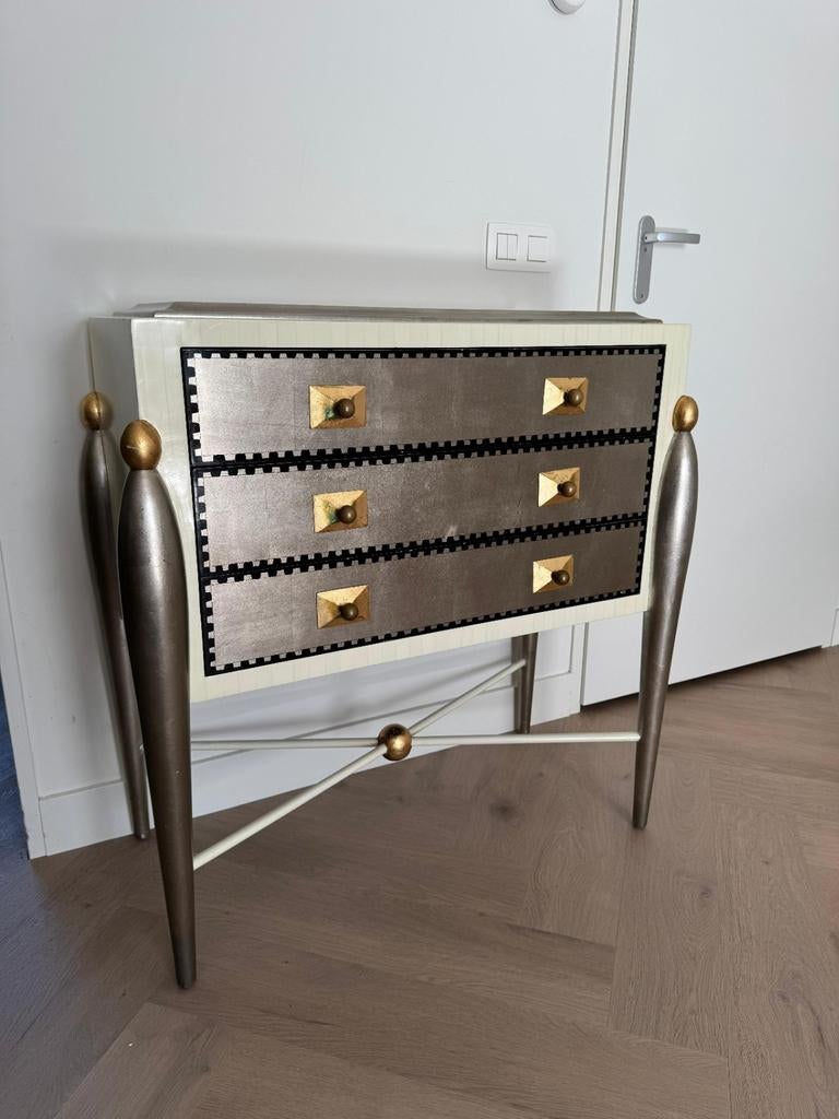 Hollywood regency glam stijl vintage ladenkastje, Verzenden, Gebruikt