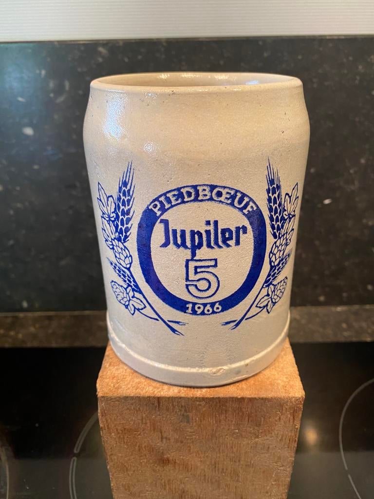 JUPILER PIEDBOEUF 5 chope bierpul kroes 1966, Collections, Enlèvement ou Envoi, Utilisé, Chope(s), Jupiler
