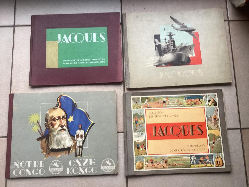 7 oude albums chromos prenten chocolade Jacques, Ophalen of Verzenden, Gebruikt